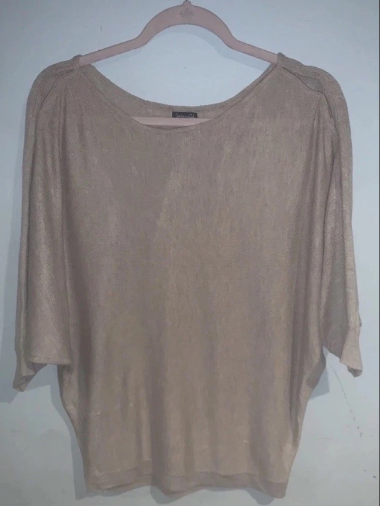 Splendid Beige Top Cashmere Blend Lightweight Relaxed Fit Minimalist Chic Xs